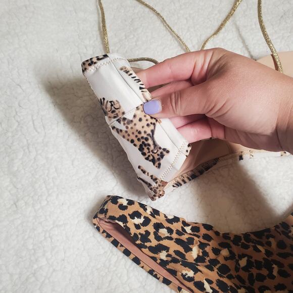 Aerie Leopard Print Bandeau + Cheekier Bikini Swim Set NWT Women's Medium - Picture 15 of 15